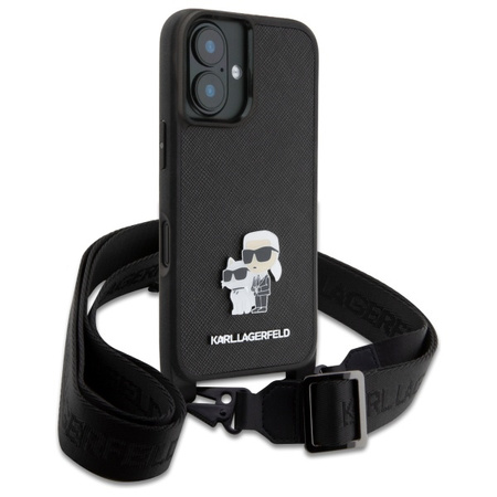 KARL LAGERFELD POKROWIEC DO IPHONE 16 6.1 KLHCP16SSAKCPBK Z PINEM METALOWYM
