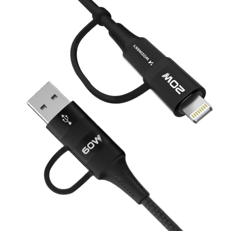 WOZINSKY ZESTAW KABEL 4W1 USB-C DO DO LIGHTNING 60W DO IPHONE 11 12 13 14