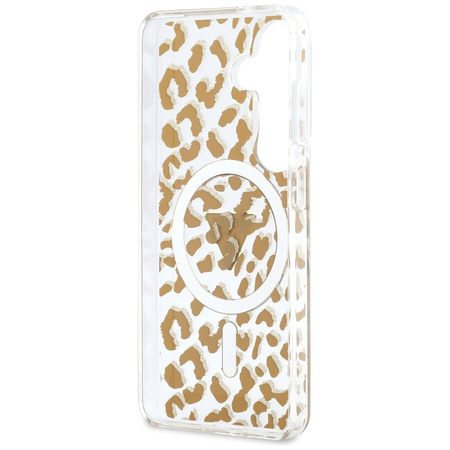 Etui Guess IML Leopard Print Triangle    MagSafe do Samsung Galaxy S26 brązowy