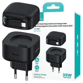 USAMS ŁADOWARKA ZWIJANY KABEL DO LIGHTNING DO IPHONE 11 12 13 14 35W PD