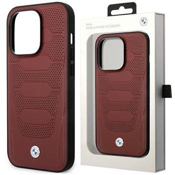 Etui BMW BMHMP14X22RPSR na iPhone 14 Pro Max burgundowy/burgundy Leather Seats Pattern MagSafe