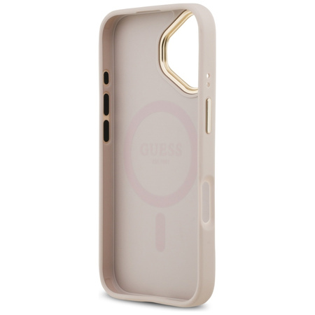 Etui Guess Grained Strass Logo MagSafe do iPhone 17 różowy