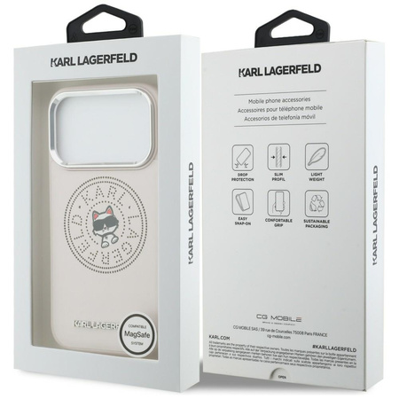 Etui Karl Lagerfeld Point & Choupette Sketch MagSafe do iPhone 17 Pro Max różowy