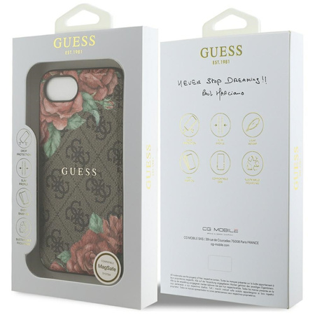 GUESS ETUI 4G FLOWERS PRINT DO MAGSAFE DO IPHONE 16E KOMPATYBILNE Z IPHONE