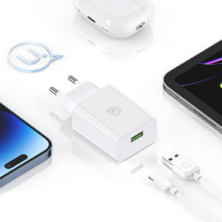 USAMS ŁADOWARKA SIECIOWA 18W Z KABLEM DO LIGHTNING IPHONE 11 12 13 14 15