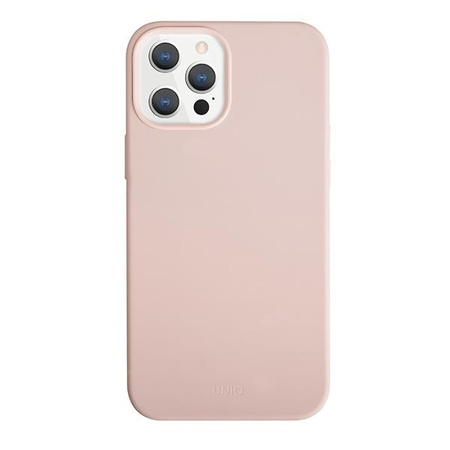 Etui Uniq Lino Hue na iPhone 12 Pro Max - różowe Antimicrobial