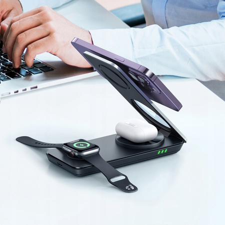 MCDODO STACJA DOKUJĄCA ŁADOWARKA INDUKCYJNA 3W1 DO IPHONE AIRPODS WATCH 15W