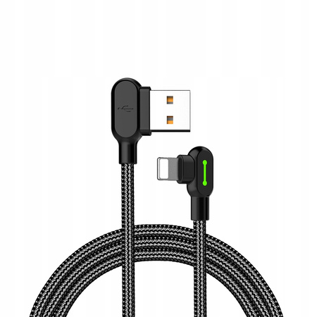 McDodo Kabel do telefonu Szybkie ³adowanie K¹towy 90° LED do iPhone 1,2m niebieski