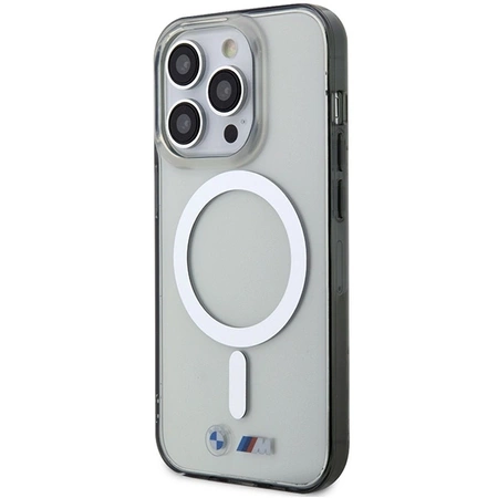 Etui BMW Silver Ring MagSafe na iPhone 15 Pro - przezroczyste
