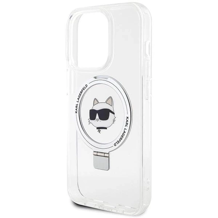 Etui Karl Lagerfeld Ring Stand Choupette Head MagSafe do iPhone 15 Pro Max - białe