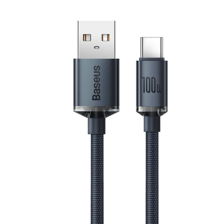 Baseus Crystal Shine Series kabel przewód USB do szybkiego ładowania i transferu danych USB Typ A - USB Typ C 100W 1,2m czarny (CAJY000401)