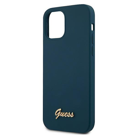 Guess GUHCP12SLSLMGBL iPhone 12 mini 5,4" niebieski/blue hardcase Metal Logo Script