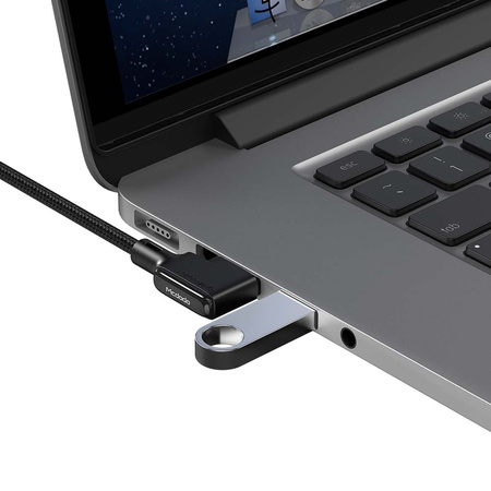 MCDODO KABEL KĄTOWY 90° USB LIGHTNING DWUSTRONNY DO IPHONE 12 13 14 LED 2M