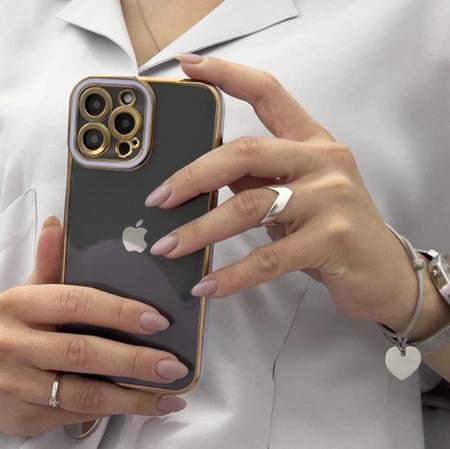 FASHION CASE ETUI DO IPHONE 13 PRO ŻELOWY ZŁOTA RAMKA STYLOWY