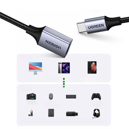 Kabel USB C (męski) - USB (żeński) 3.0 OTG 0.15m Ugreen US378 - czarny