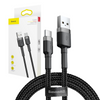 Baseus Cafule Cable wytrzymały nylonowy kabel przewód USB / USB-C QC3.0 2A 2M czarno-szary (CATKLF-CG1)