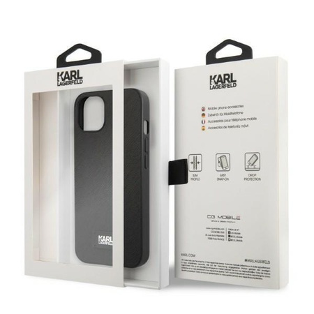 Etui Karl Lagerfeld KLHCP13MSFMP2K na iPhone 13 hardcase - czarne Saffiano Plaque