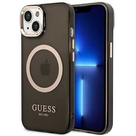 Guess GUHMP14MHTCMK iPhone 14 Plus 6,7" czarny/black hard case Gold Outline Translucent MagSafe