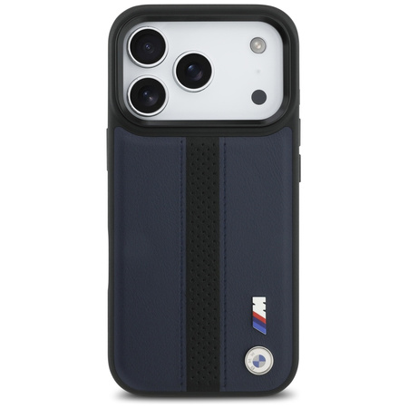 Etui BMW M Perforated Stripe Logo MagSafe do iPhone 17 Pro granatowy