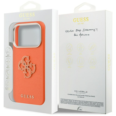 Etui Guess FW Resin Logo do iPhone 17 Pro pomarańczowy