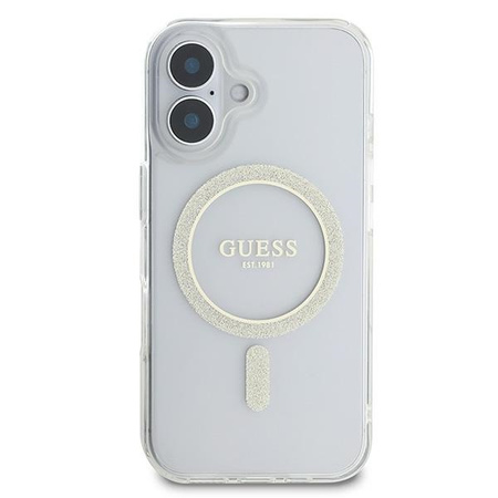 GUESS POKROWIEC HARDCASE IML GLITTER CIRCLE DO IPHONE 16 6.1 Z DO MAGSAFE