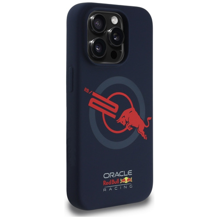 Etui Red Bull HC Silicone ORBR20 Logo Red Lining do iPhone 15 Pro MagSafe granatowy
