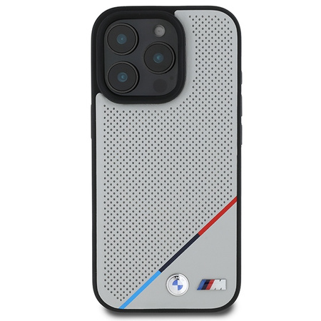 BMW BMHMP16L23PUPDG iPhone 16 Pro 6.3szary/grey hardcase M Perforated Tricolor Line MagSafe