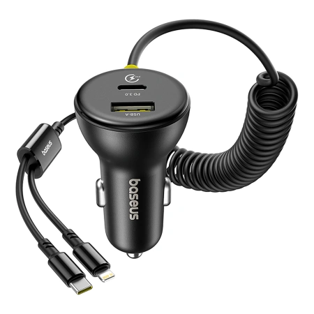 BASEUS ŁADOWARKA SAMOCHODOWA CIRCULAR 60W Z USB-A USB-C DO LIGHTNING