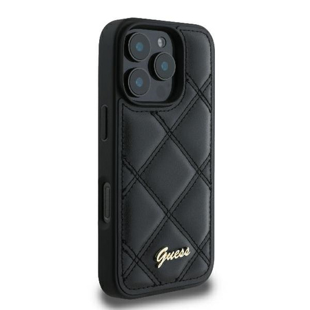 GUESS ETUI HARDCASE CASE POKROWIEC DO IPHONE 16 PRO DO APPLE QUILTED CZARNY