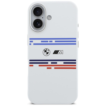 Etui BMW M Silicon Horizontal Line MagSafe do iPhone 17 biały
