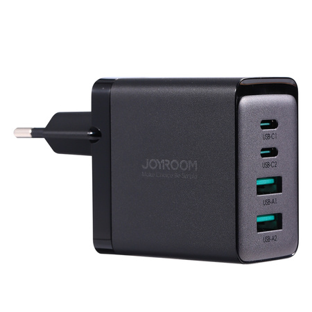 Joyroom ładowarka GaN 67W 4 porty (2x USB, 2x USB C) czarna (TCG02) + kabel USB C – USB C 100W 1.2m