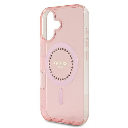 GUESS ETUI HARDCASE IML RHINESTONES DO MAGSAFE DO IPHONE 16 6.1 LUKSUSOWA