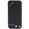 Etui BMW Leather Carbon na iPhone 15 Plus - czarne