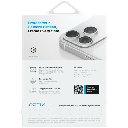 Ochrona modułu kamery aparatu UNIQ Optix Aeroshield Camera Module Protector do iPhone 17 Pro Max przezroczysty