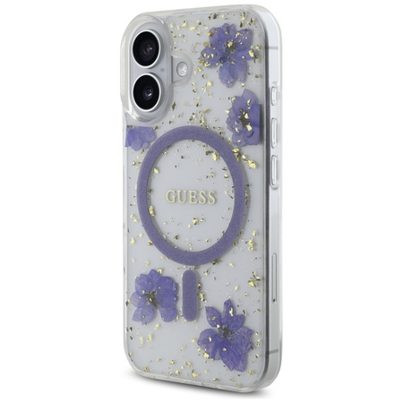 GUESS ETUI POKROWIEC MAGNETYCZNY DO MAGSAFE IPHONE 16 RESIN FLOWERS GLITTER