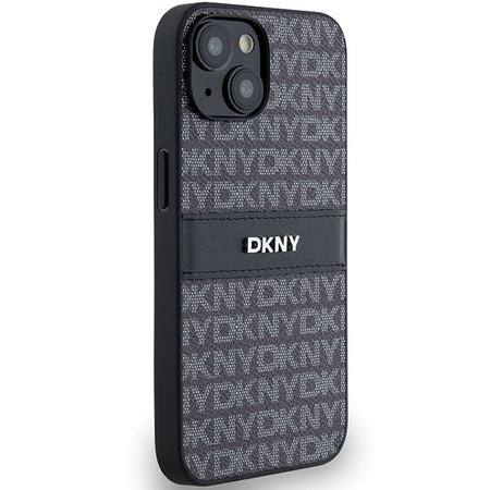DKNY ETUI DO IPHONE 15 PLUS 14 PLUS HARDCASE LEATHER MONO STRIPE METAL LOGO