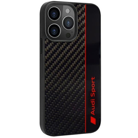 Etui Audi Carbon Fiber Stripe na iPhone 13 Pro / 13 - czarne AUS-TPUPCIP13P-R8/D1-BK