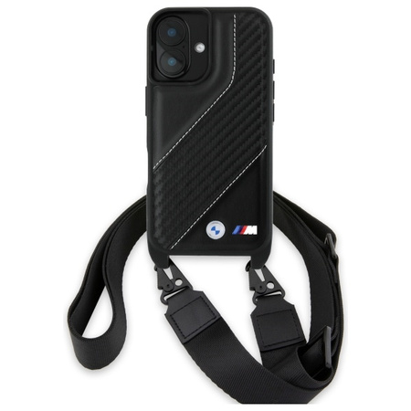 BMW BMHCP16M23PSCCK iPhone 16 Plus 6.7  czarny/black hardcase M Edition Carbon Stripe & Strap