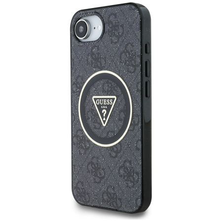 GUESS ETUI IML METAL GLITTER 4G CIRCLE TRIANGLE DO MAGSAFE DO IPHONE 16E