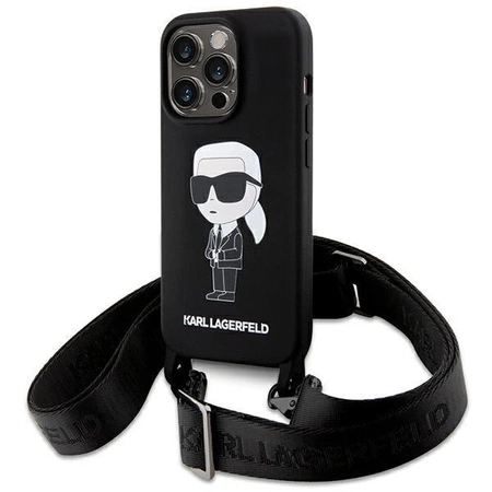 Etui Karl Lagerfeld Crossbody Silicone Ikonik do iPhone 15 Pro - czarne