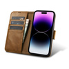 iCarer Oil Wax Wallet Case 2in1 etui iPhone 14 Pro Max skórzany pokrowiec z klapką Anti-RFID brązowy (WMI14220724-TN)