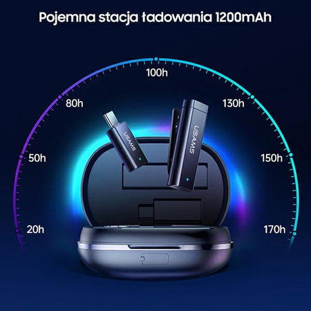 USAMS Bezprzewodowy mikrofon krawatowyENC 2.4G Wireless Lavalier Microphone Lightning ZB244MKF01 (US-ZB244)