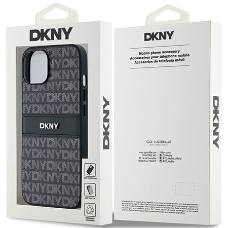 DKNY ETUI HARDCASE DO IPHONE 15 14 13 6.1 Z METALOWYM LOGO I MONO STRIPE