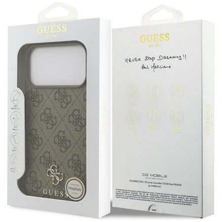 Etui Guess 4G Small Classic Logo MagSafe do iPhone 17 Pro Max brązowy