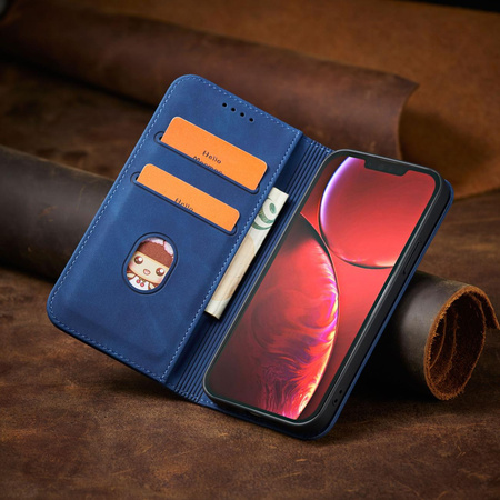 Magnet Fancy Case etui do iPhone 13 Pro pokrowiec portfel na karty kartę podstawka niebieski