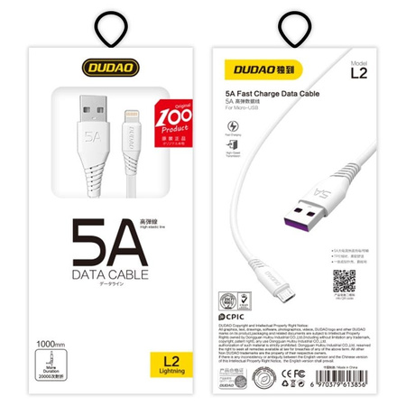 Dudao przewód kabel USB / micro USB 5A 1m biały (L2M 1m white)