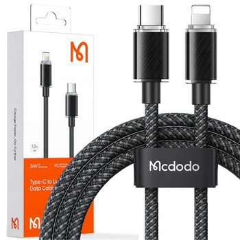 MCDODO ŁADOWARKA KABEL USB-C LIGHTNING DO IPHONE 11 12 13 14 PRO 1M CZARNY
