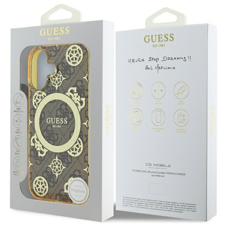GUESS ETUI HARDCASE IML PEONY DO IPHONE 16 6.1 DO MAGSAFE Z TŁOCZENIEM