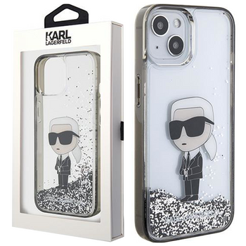 Karl Lagerfeld KLHCP15SLKKNSK iPhone 15 6.1" transparent hardcase Liquid Glitter Ikonik