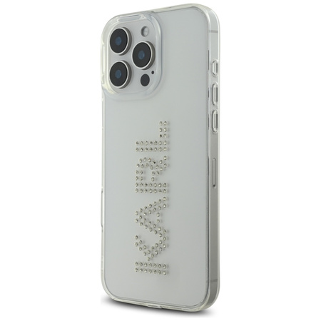 KARL LAGERFELD ETUI CASE DO IPHONE 16 PRO PRZEZROCZYSTE Z LOGO I STRASZKAMI